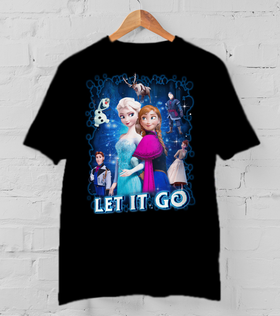 Frozen Let It Go Elsa Anna Olaf Kristoff Sven Disney Characters T-Shirt