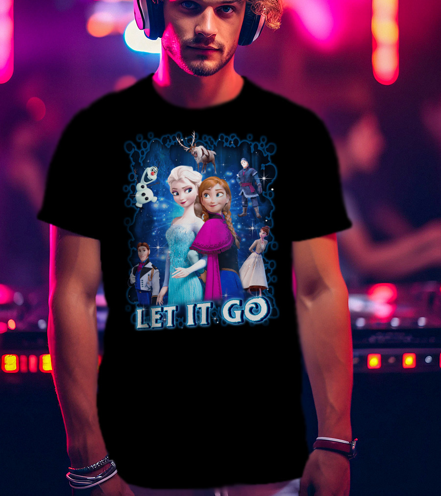 Frozen Let It Go Elsa Anna Olaf Kristoff Sven Disney Characters T-Shirt
