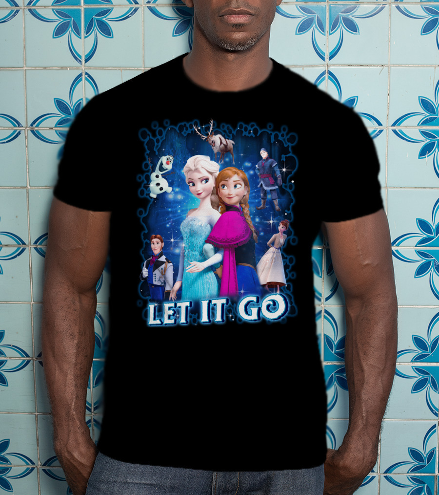 Frozen Let It Go Elsa Anna Olaf Kristoff Sven Disney Characters T-Shirt
