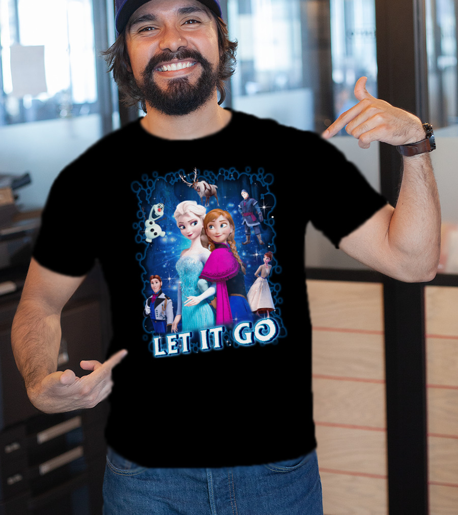 Frozen Let It Go Elsa Anna Olaf Kristoff Sven Disney Characters T-Shirt