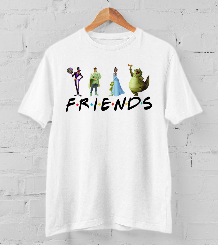 Friends Tv Show Style Princess And The Frog Characters T-Shirt