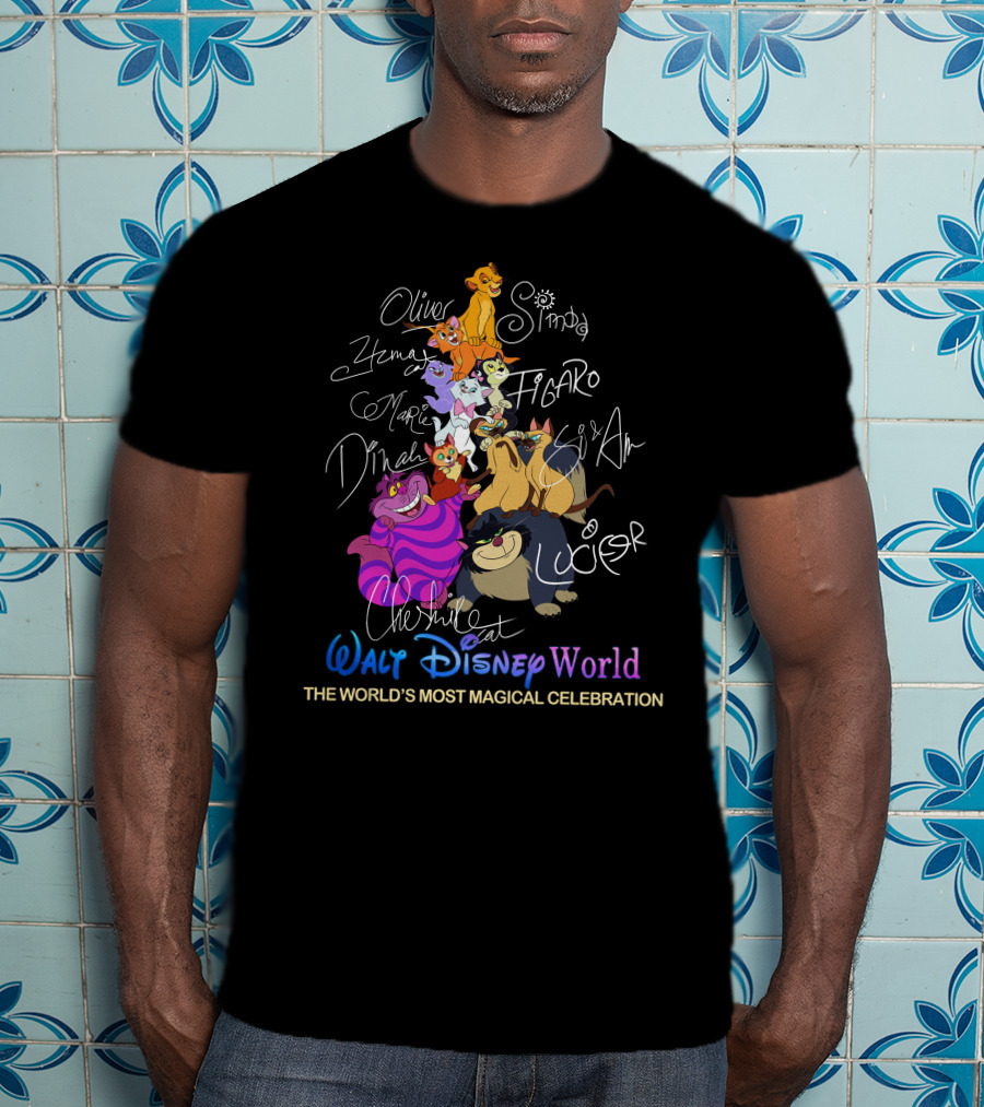 Oliver Simba Marie Figaro Cheshire Cat Disney World Magical Celebration T-Shirt
