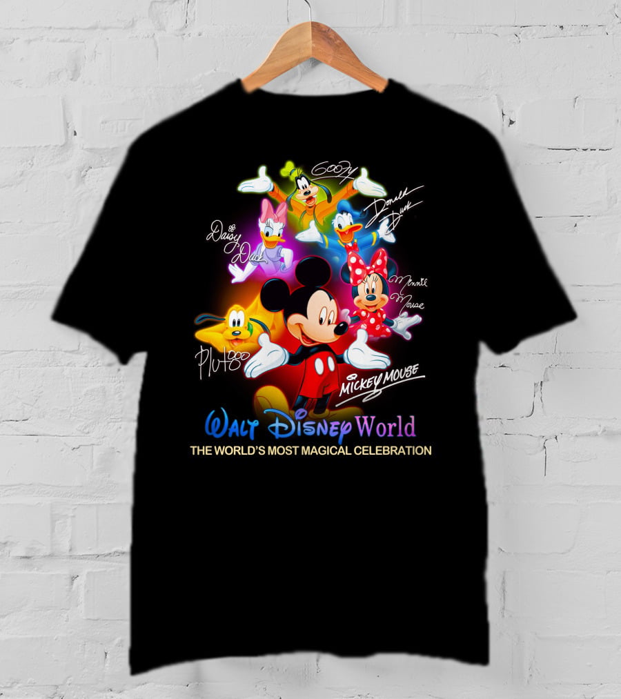 Walt Disney World Mickey Mouse Minnie Mouse Donald Duck Daisy Duck Goofy Pluto The World's Most Magical Celebration T-Shirt
