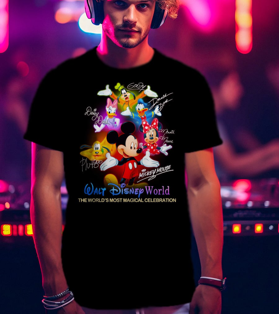 Walt Disney World Mickey Mouse Minnie Mouse Donald Duck Daisy Duck Goofy Pluto The World's Most Magical Celebration T-Shirt