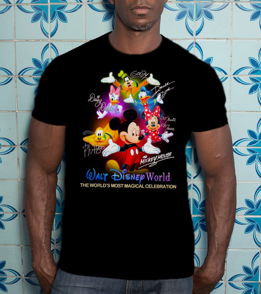 Walt Disney World Mickey Mouse Minnie Mouse Donald Duck Daisy Duck Goofy Pluto The World's Most Magical Celebration T-Shirt