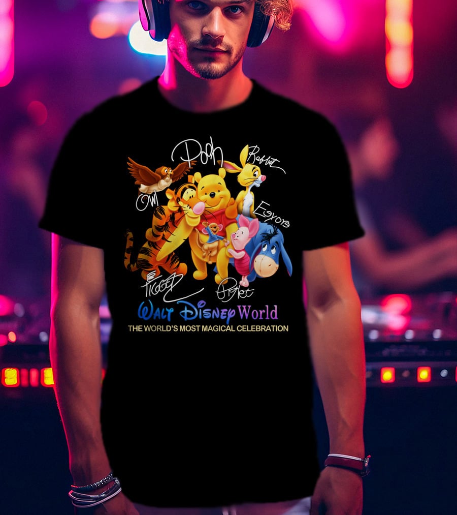 Walt Disney World Pooh Tigger Piglet Eeyore Rabbit Owl The World's Most Magical Celebration T-Shirt