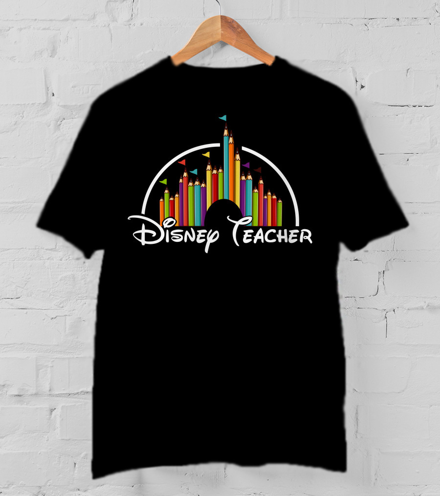 Disney Teacher Castle Pencils Style T-Shirt