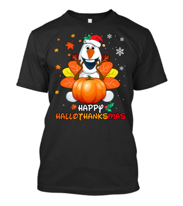 Happy Hallothanksmas Snowman Pumpkin Celebration T-Shirt
