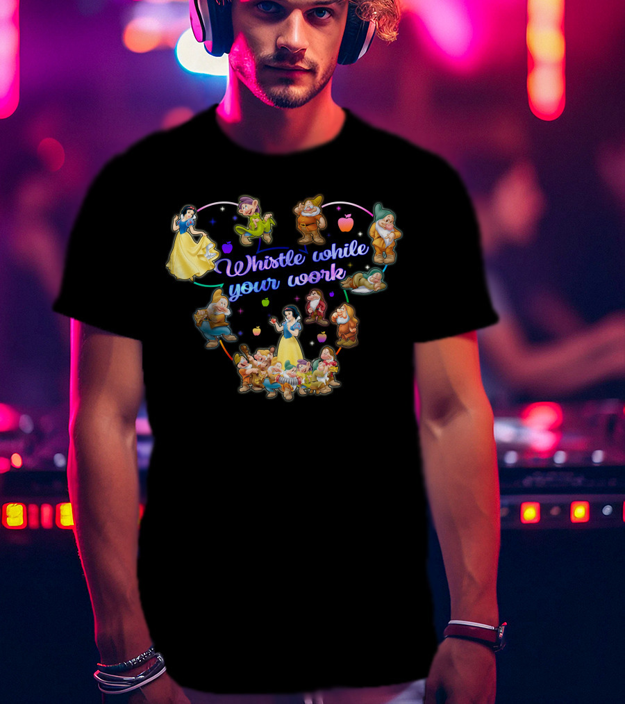 Snow White Whistle While You Work With Seven Dwarfs And Apples T-Shirt
