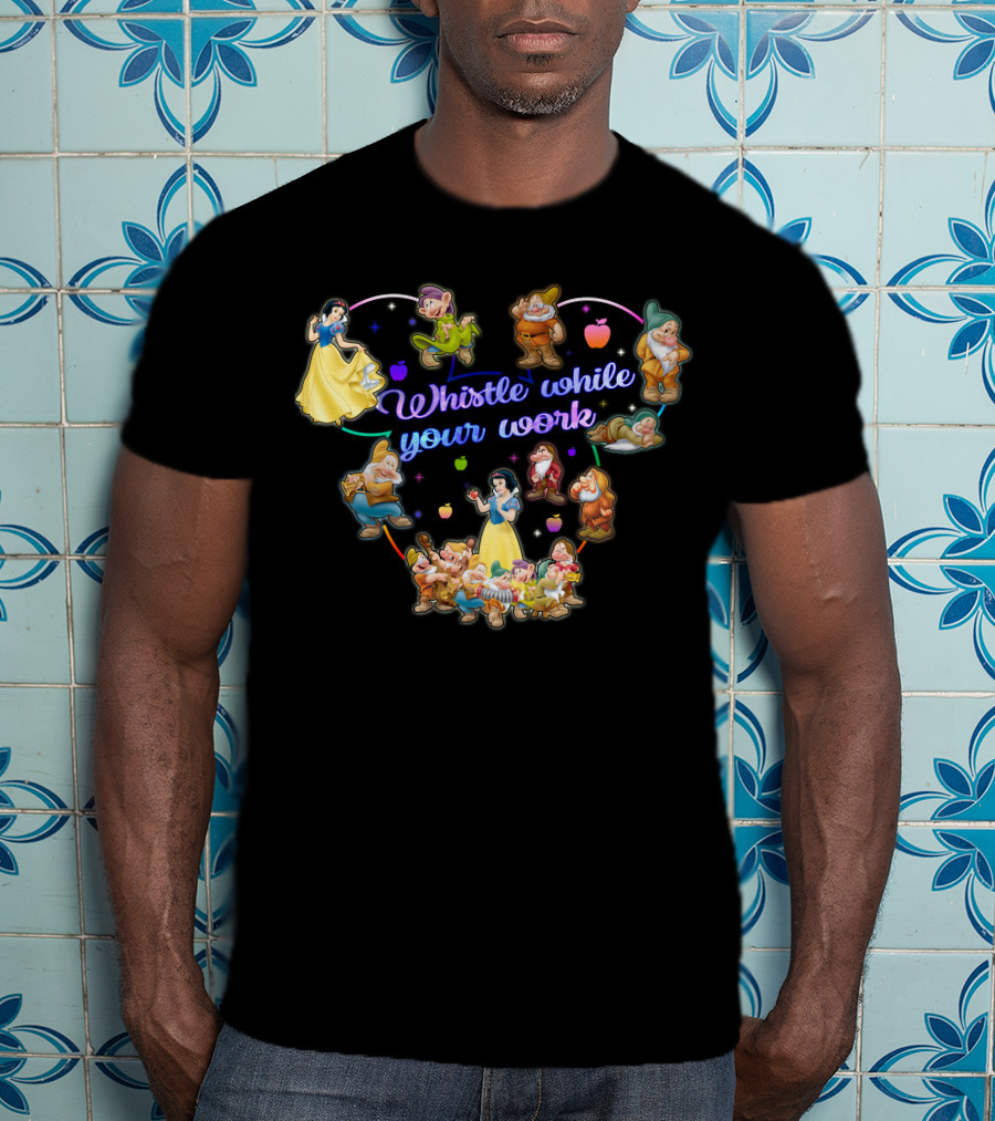 Snow White Whistle While You Work With Seven Dwarfs And Apples T-Shirt