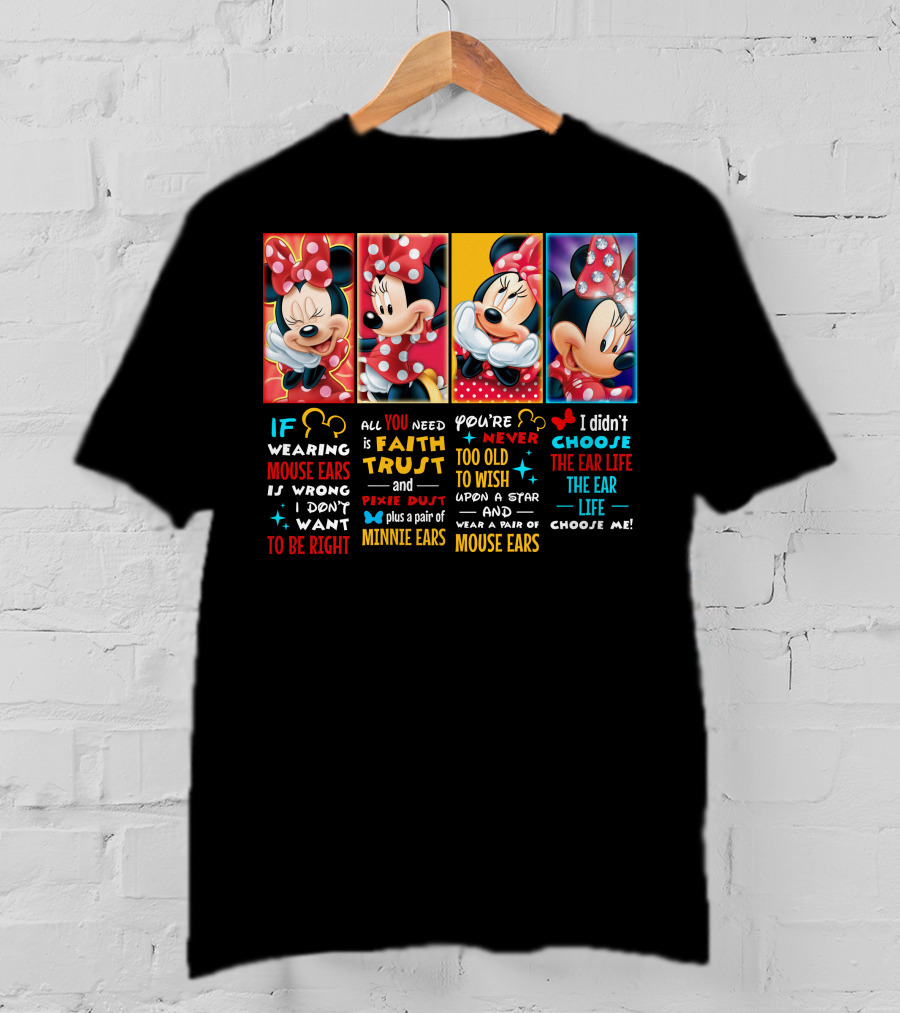 Minnie Mouse Ears Faith Trust Pixie Dust Star Wish Choose Life T-Shirt