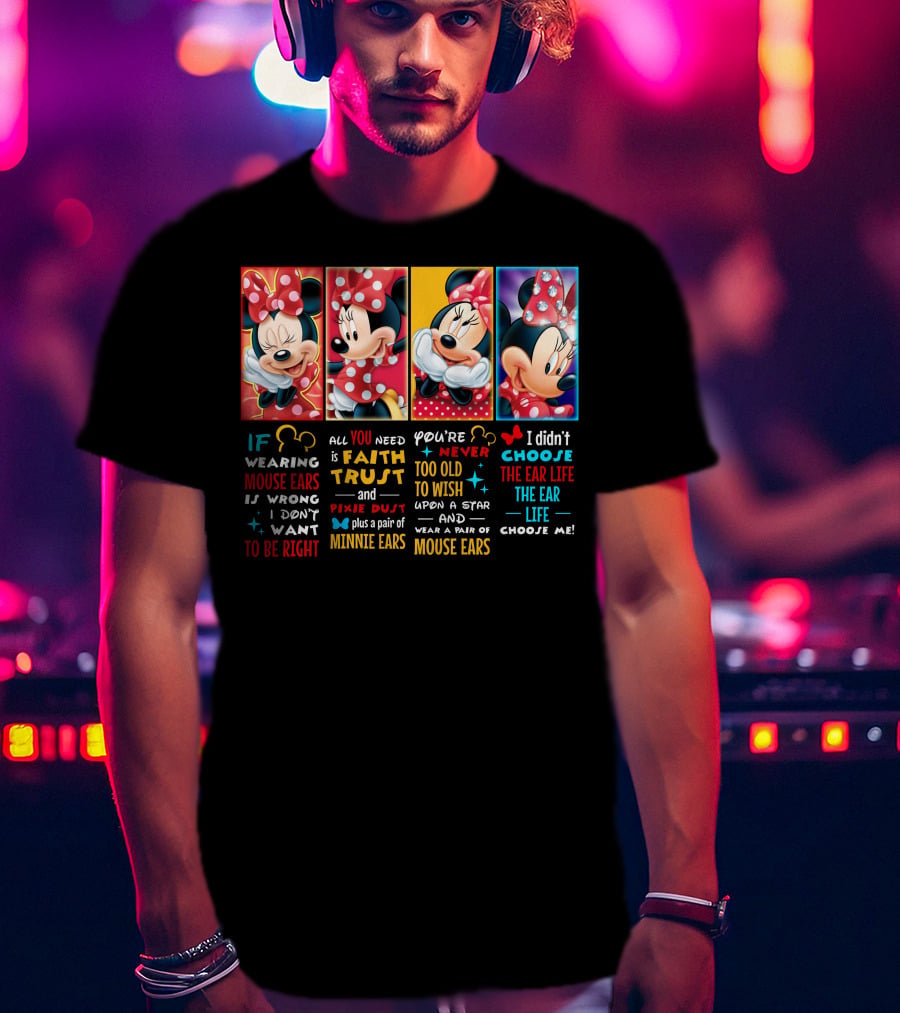 Minnie Mouse Ears Faith Trust Pixie Dust Star Wish Choose Life T-Shirt