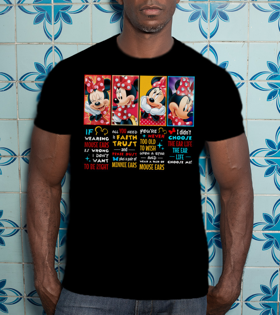 Minnie Mouse Ears Faith Trust Pixie Dust Star Wish Choose Life T-Shirt