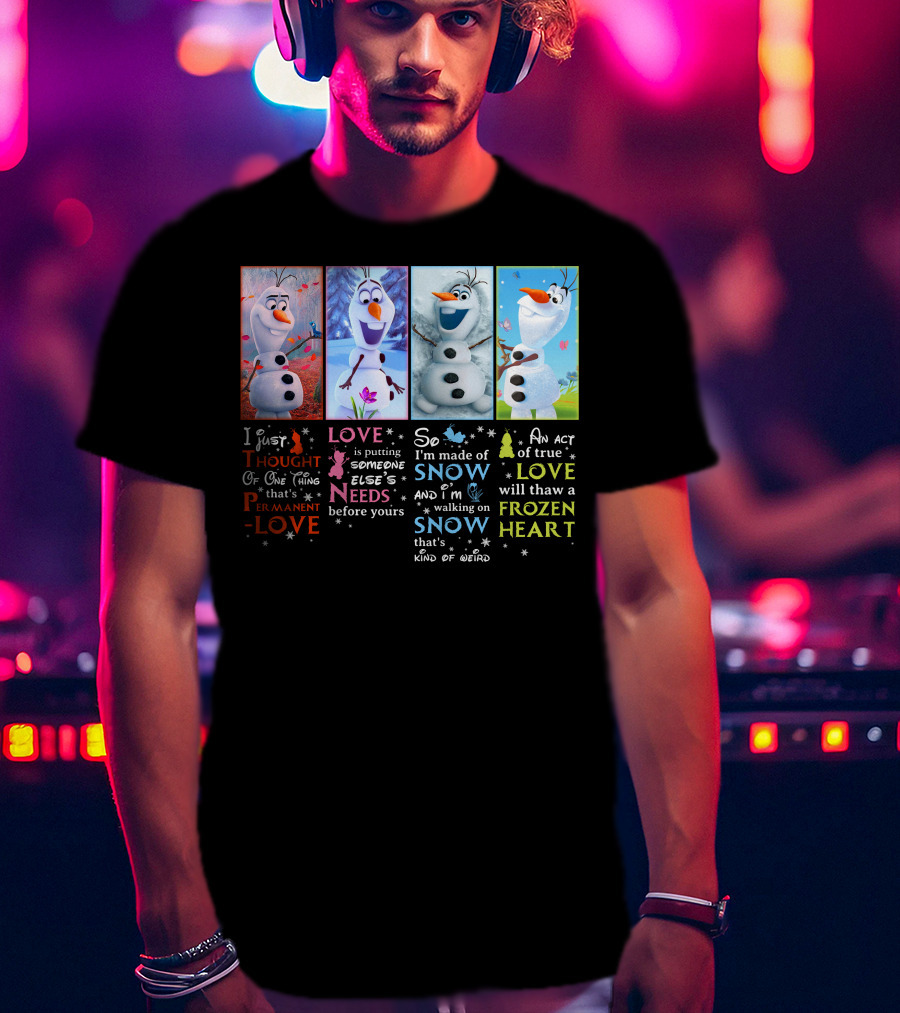 Olaf Permanent Love Frozen Heart Snow T-Shirt