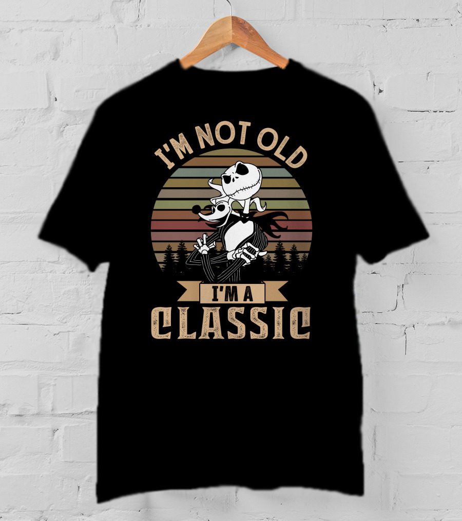 I'm Not Old I'm A Classic Jack Skellington Retro Stripes Forest Style T-Shirt