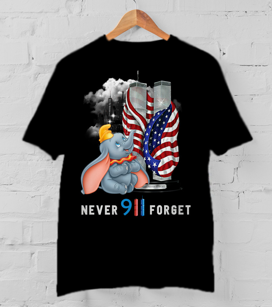 Dumbo Never 911 Forget Twin Towers American Flag Tribute T-Shirt