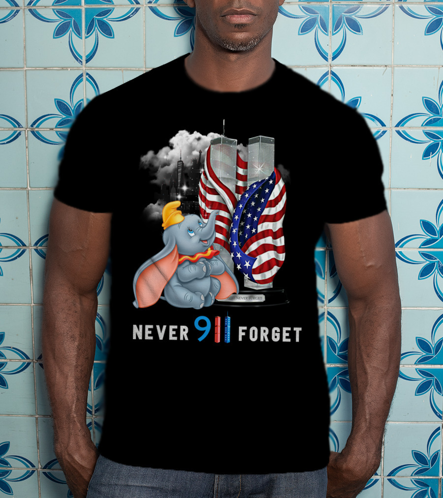 Dumbo Never 911 Forget Twin Towers American Flag Tribute T-Shirt