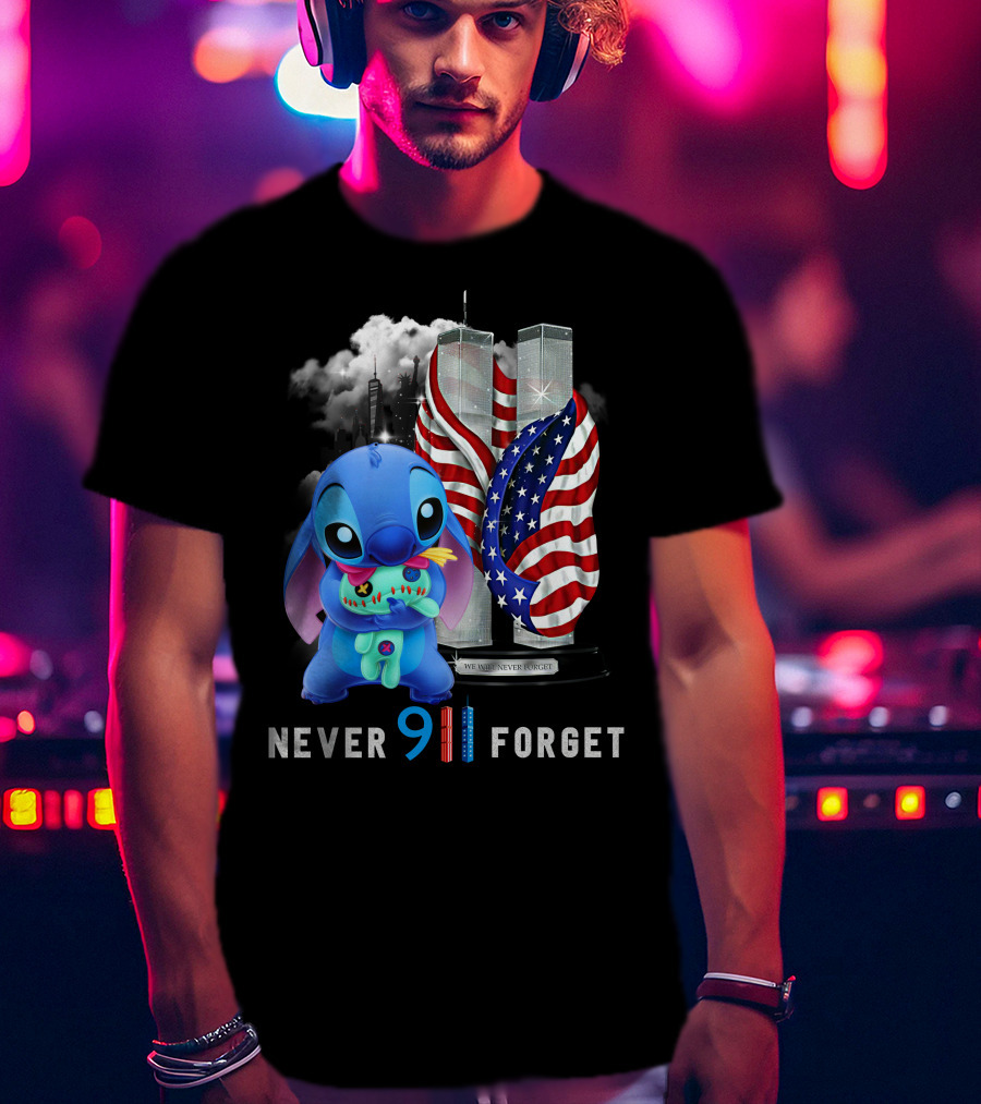Never Forget Stitch 9/11 Tribute T-Shirt