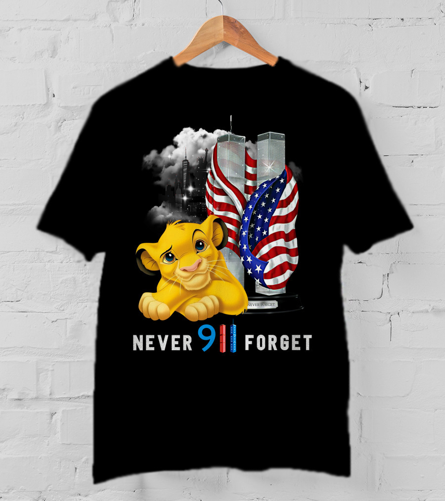 Simba-D Never 911 Forget Twin Towers American Flag T-Shirt