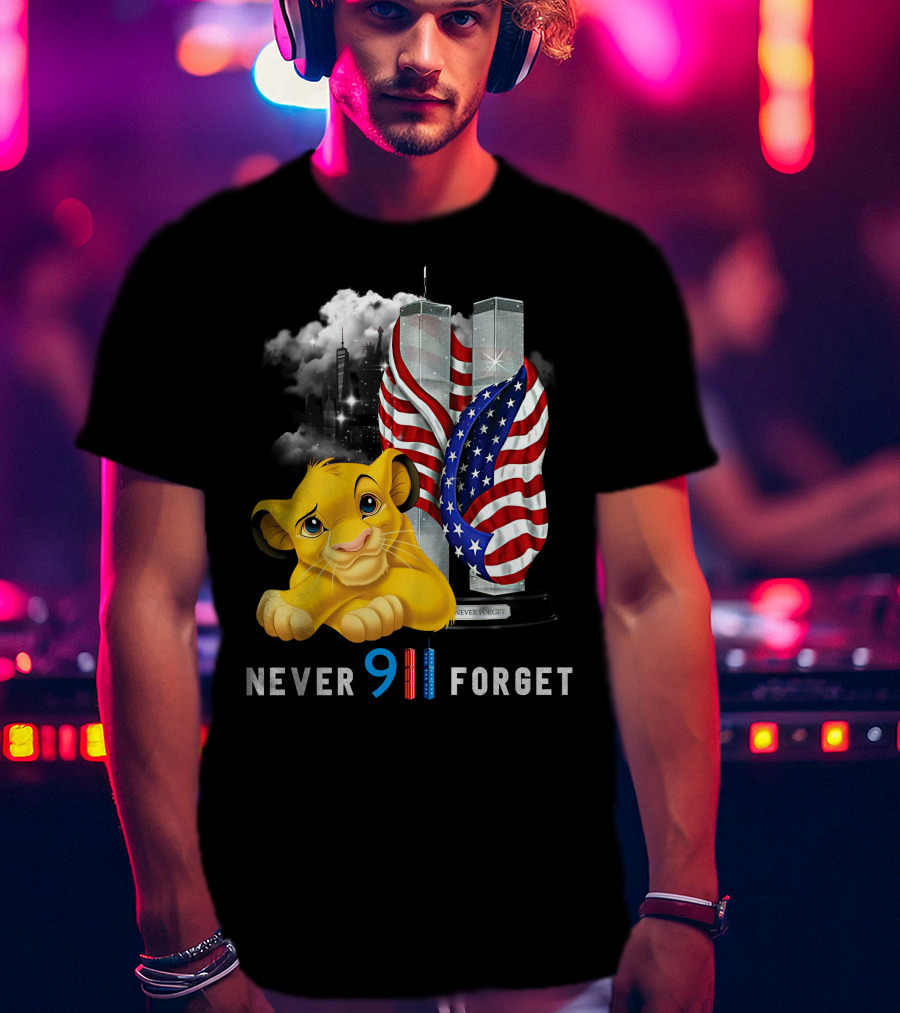 Simba-D Never 911 Forget Twin Towers American Flag T-Shirt
