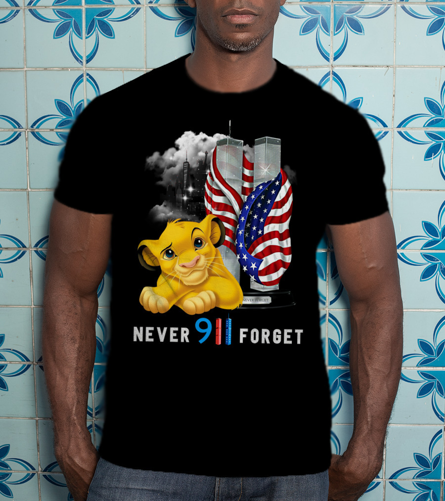 Simba-D Never 911 Forget Twin Towers American Flag T-Shirt