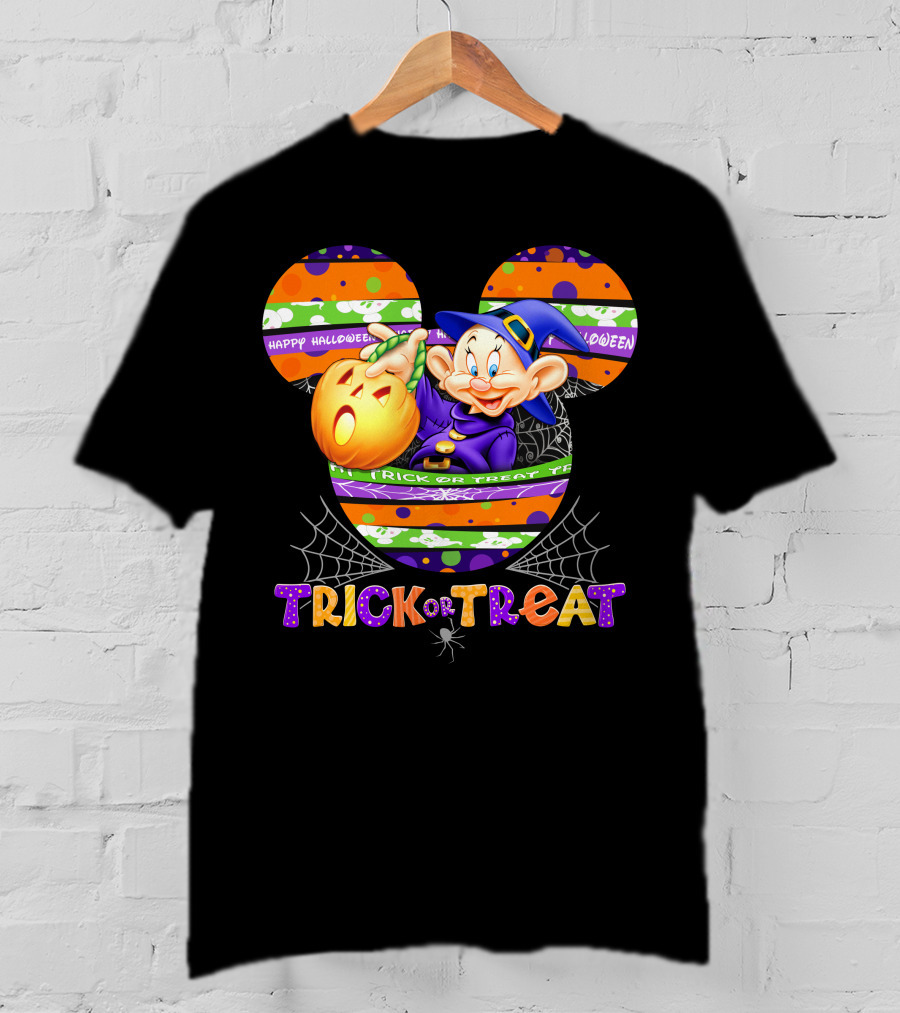 Happy Halloween Mickey Ears Trick Or Treat Dopey Pumpkin T-Shirt
