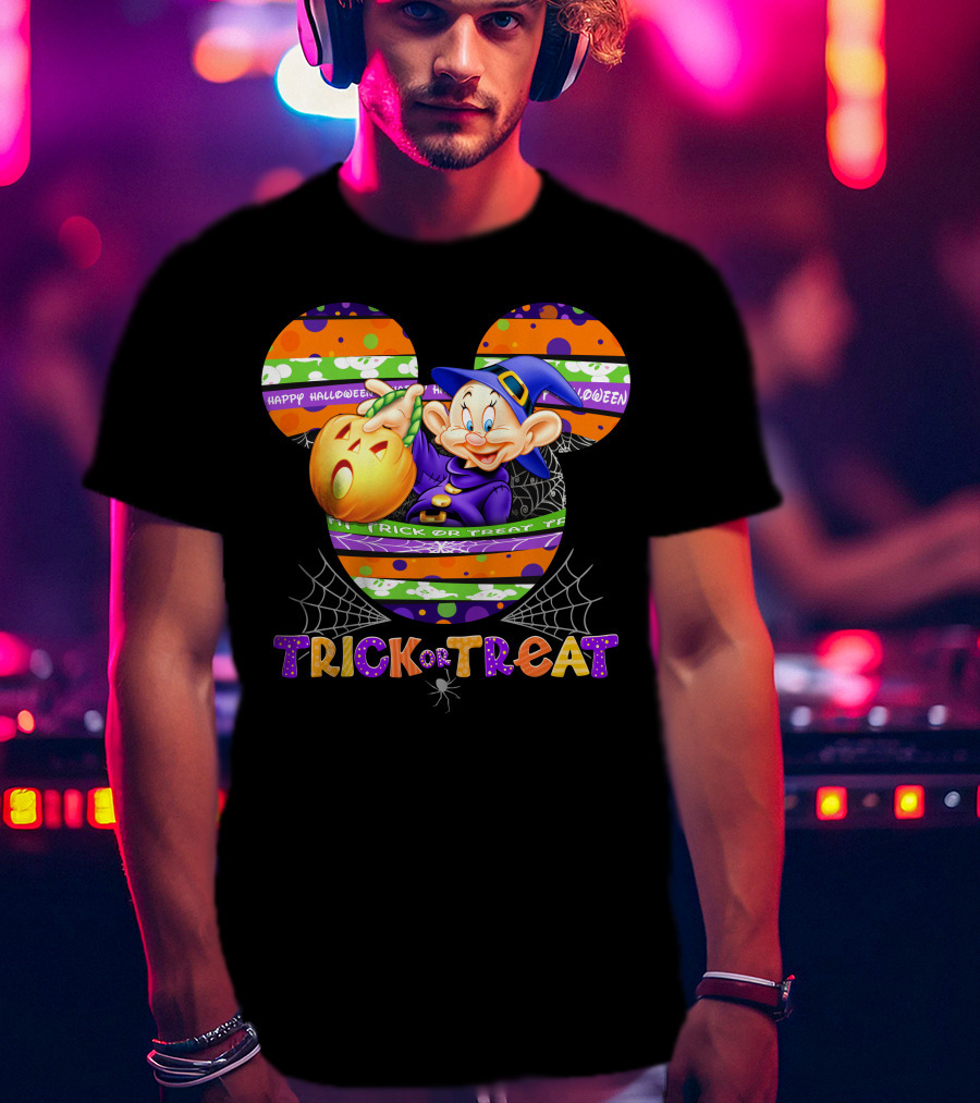 Happy Halloween Mickey Ears Trick Or Treat Dopey Pumpkin T-Shirt