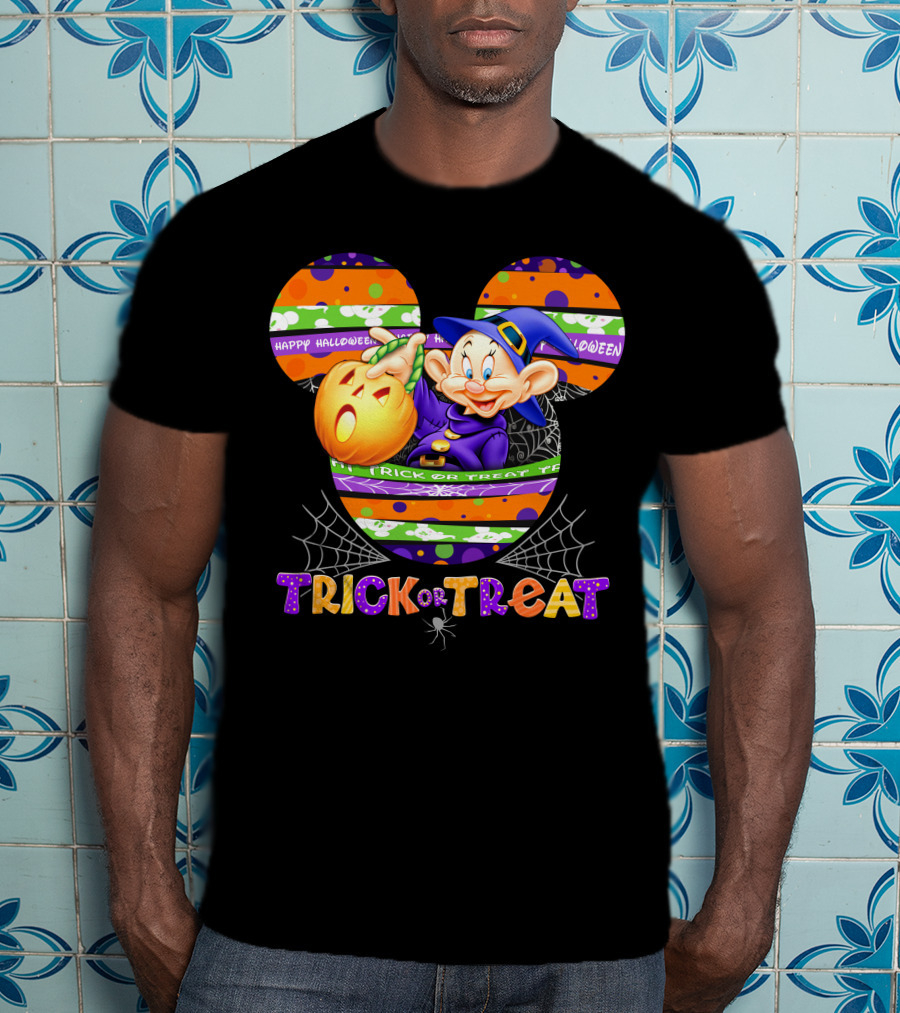 Happy Halloween Mickey Ears Trick Or Treat Dopey Pumpkin T-Shirt