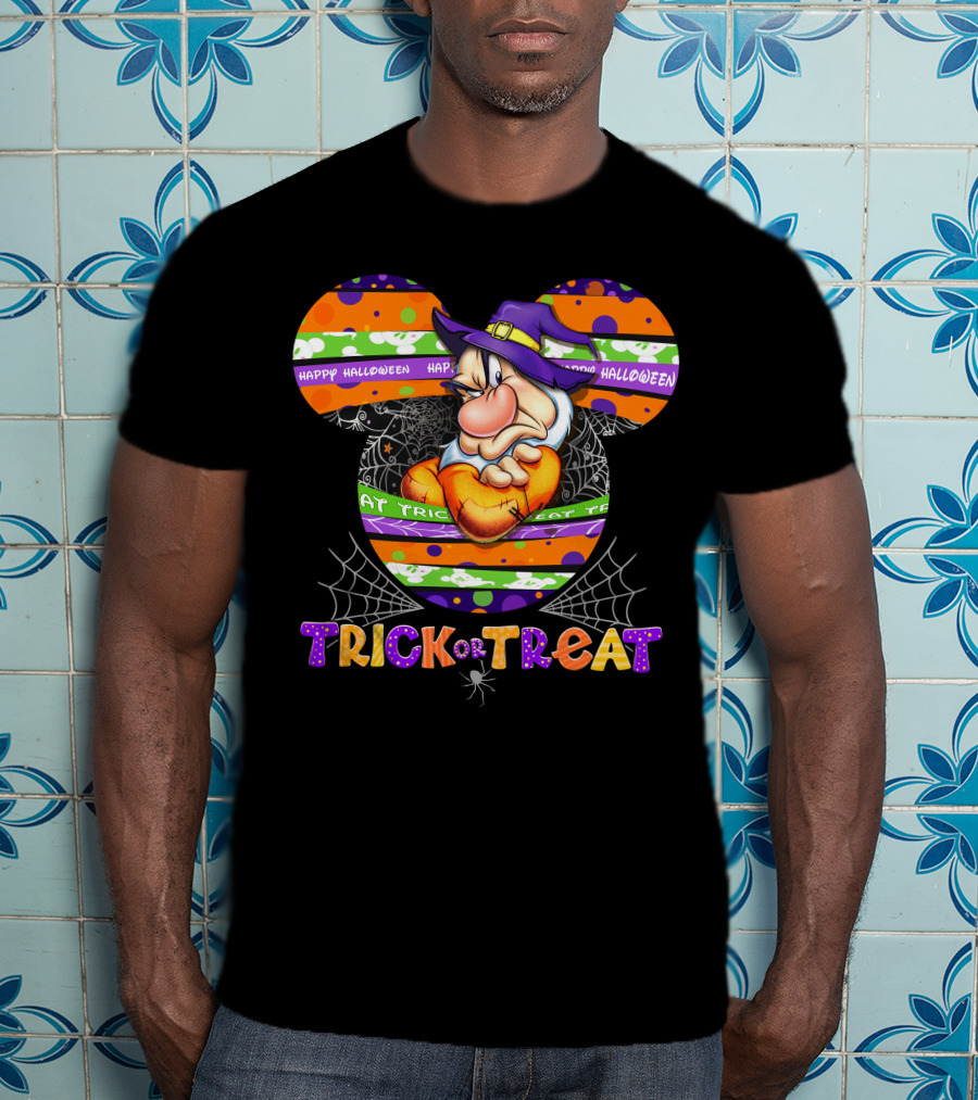 Grumpy-D Happy Halloween Trick Or Treat Mickey Ears Halloween Hat Theme T-Shirt