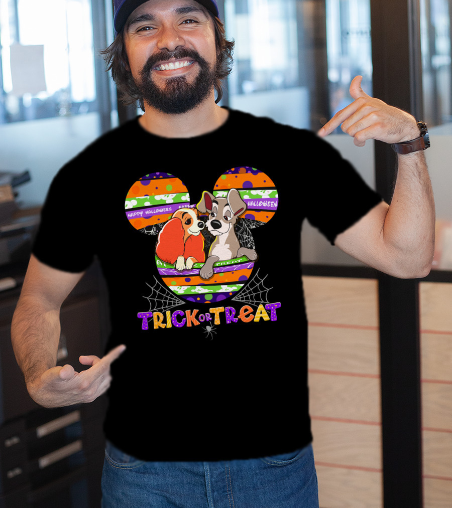 Trick Or Treat Lady And The Tramp Happy Halloween T-Shirt