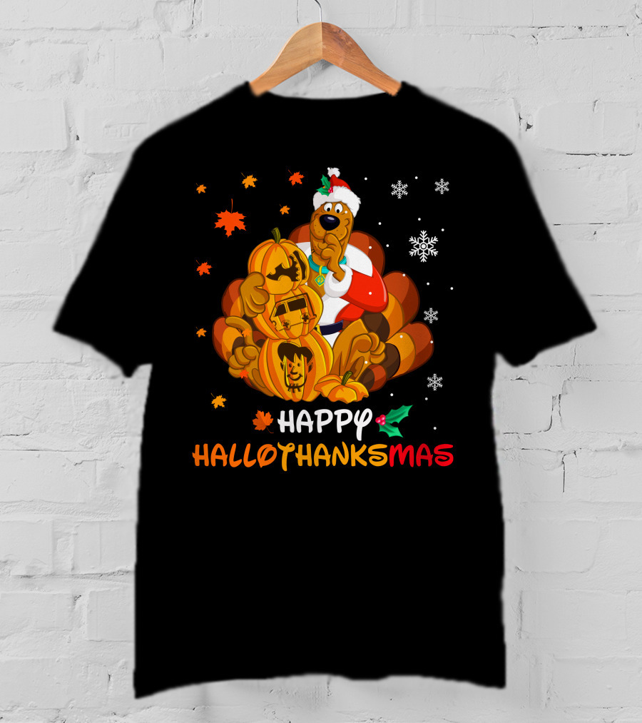 Happy Hallothanksmas Scooby-Doo Pumpkin Santa Hat T-Shirt