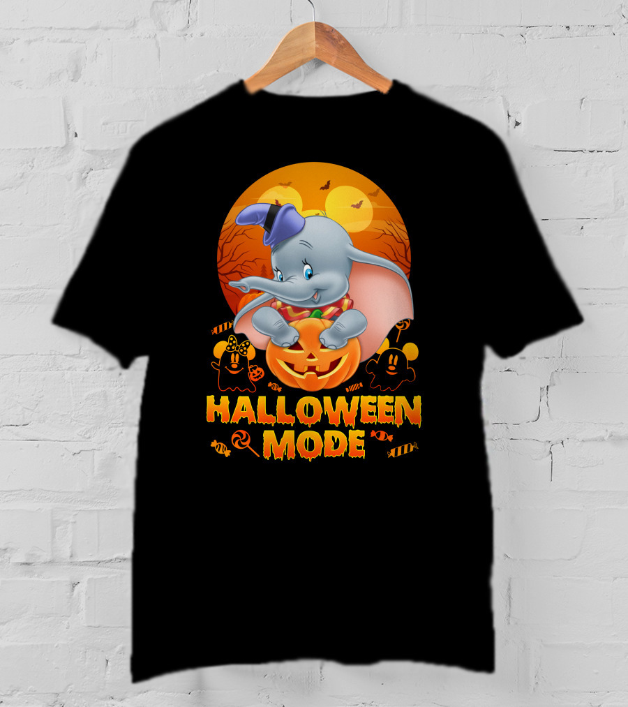 Dumbo Halloween Mode Pumpkin Ghosts Candy Bats Cartoon Magic T-Shirt