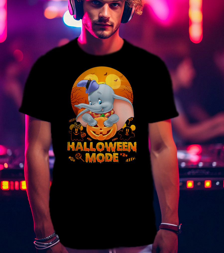 Dumbo Halloween Mode Pumpkin Ghosts Candy Bats Cartoon Magic T-Shirt