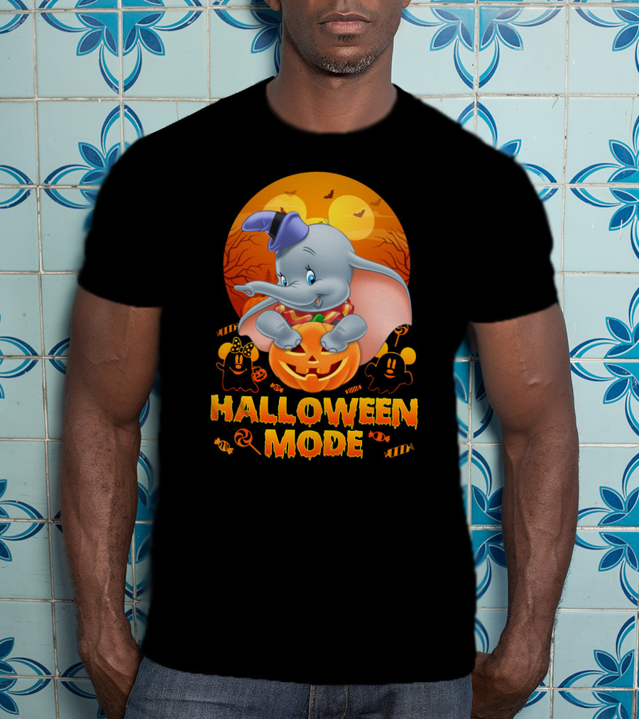 Dumbo Halloween Mode Pumpkin Ghosts Candy Bats Cartoon Magic T-Shirt