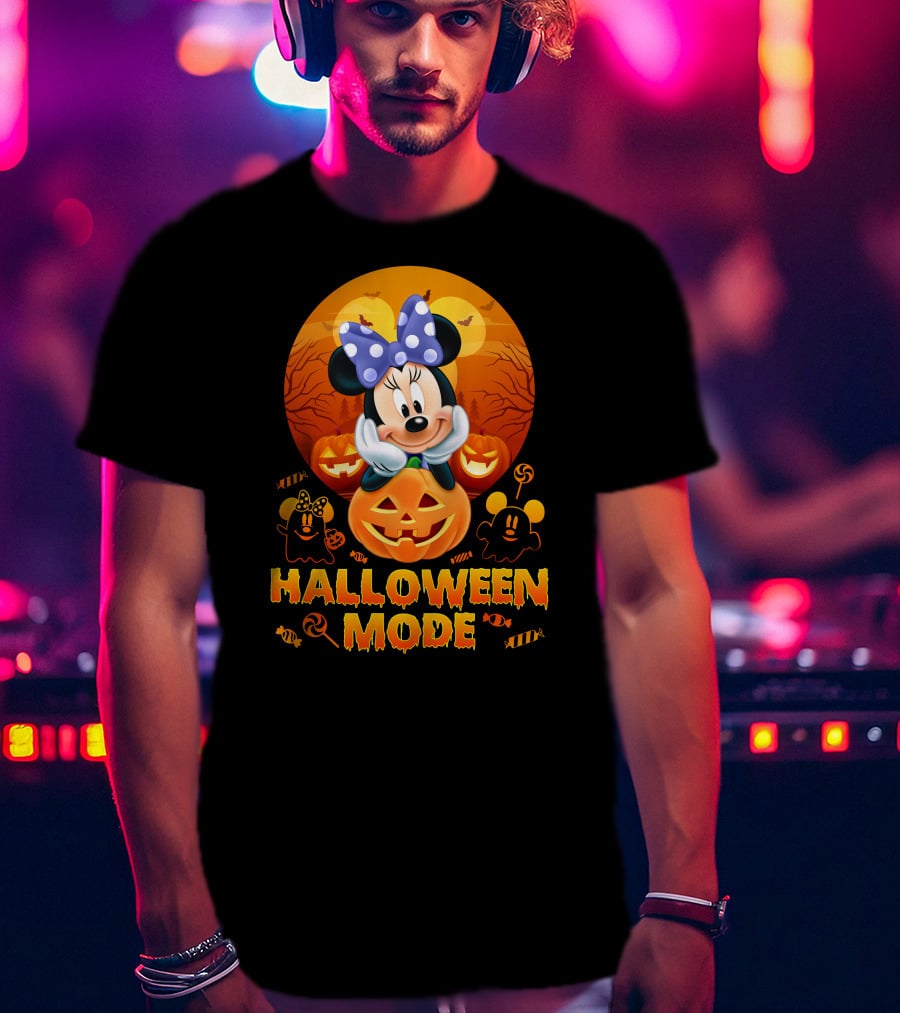Minnie Halloween Mode Pumpkins And Spooky Ghosts T-Shirt