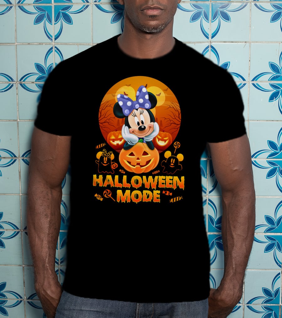 Minnie Halloween Mode Pumpkins And Spooky Ghosts T-Shirt