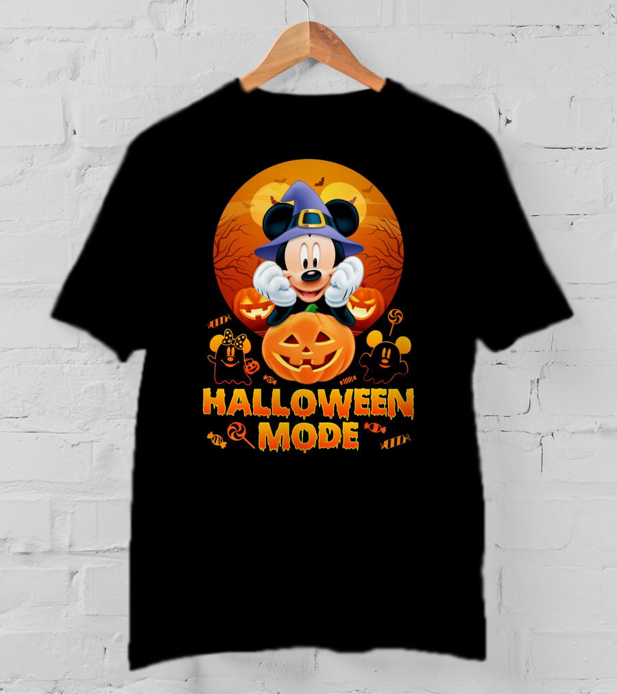 Mickey Halloween Mode Pumpkin Witch Hat Candy Ghosts T-Shirt