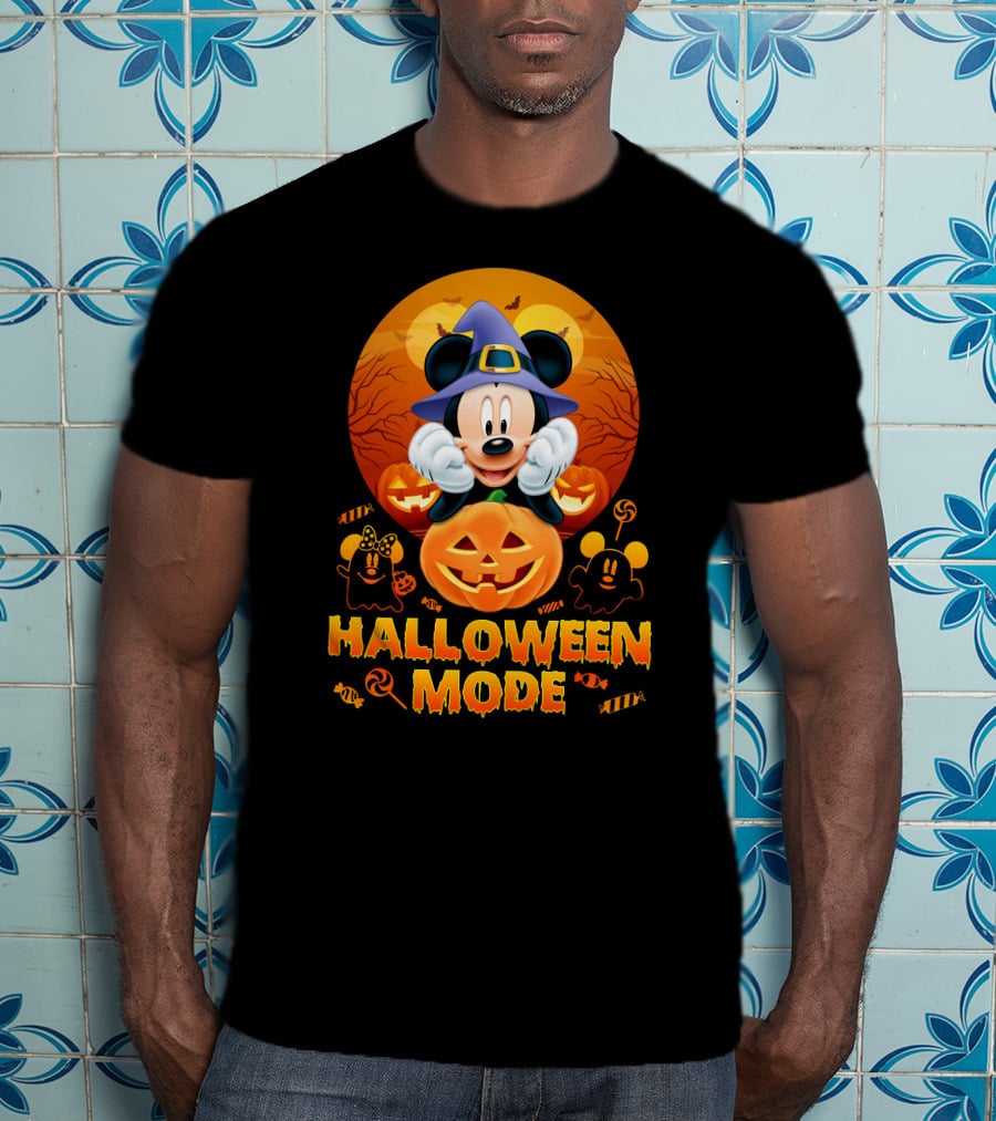 Mickey Halloween Mode Pumpkin Witch Hat Candy Ghosts T-Shirt