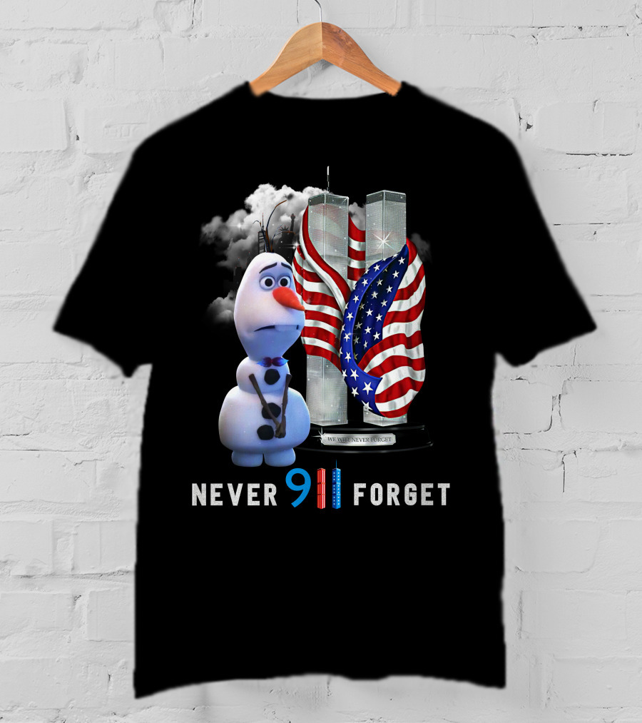 Never 911 Forget Olaf Twin Towers American Flag T-Shirt