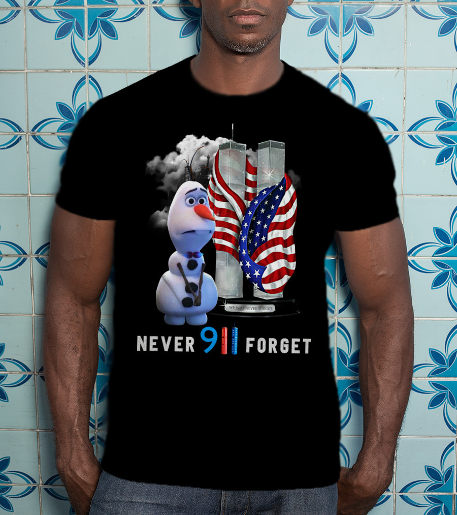 Never 911 Forget Olaf Twin Towers American Flag T-Shirt