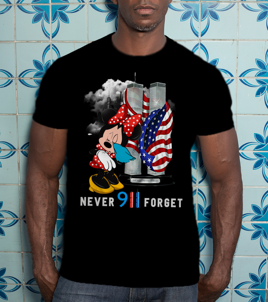 Never 911 Forget Minnie Mouse Twin Towers American Flag T-Shirt