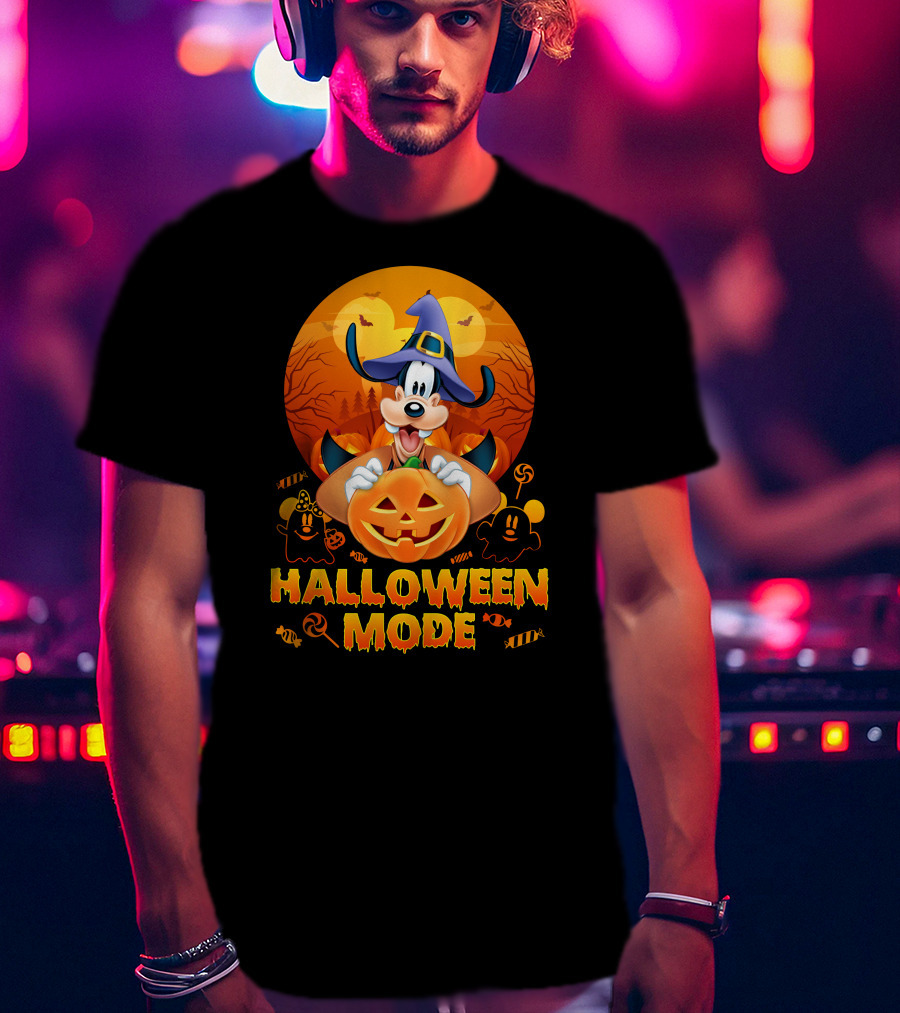 Goofy Halloween Mode Pumpkin Magic Hat Candy Spirits Sunset Bats T-Shirt