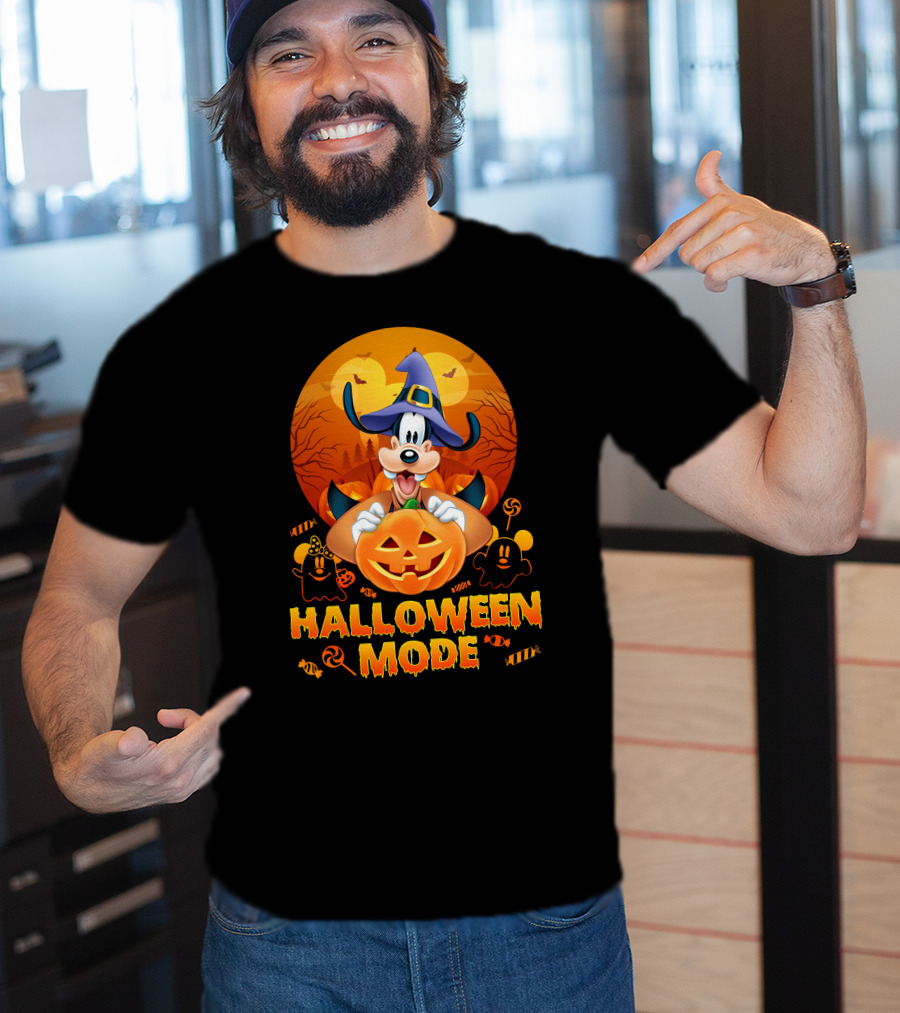 Goofy Halloween Mode Pumpkin Magic Hat Candy Spirits Sunset Bats T-Shirt