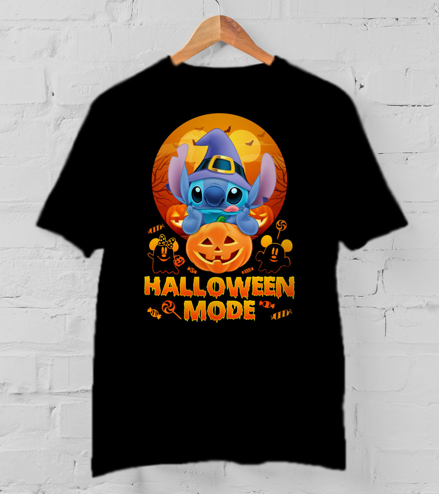 Stitch Halloween Mode Pumpkin Bats Candy T-Shirt