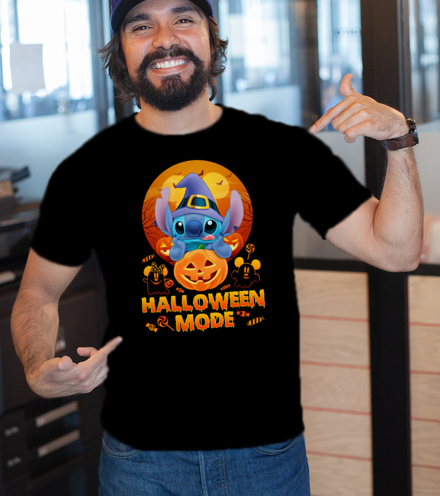 Stitch Halloween Mode Pumpkin Bats Candy T-Shirt