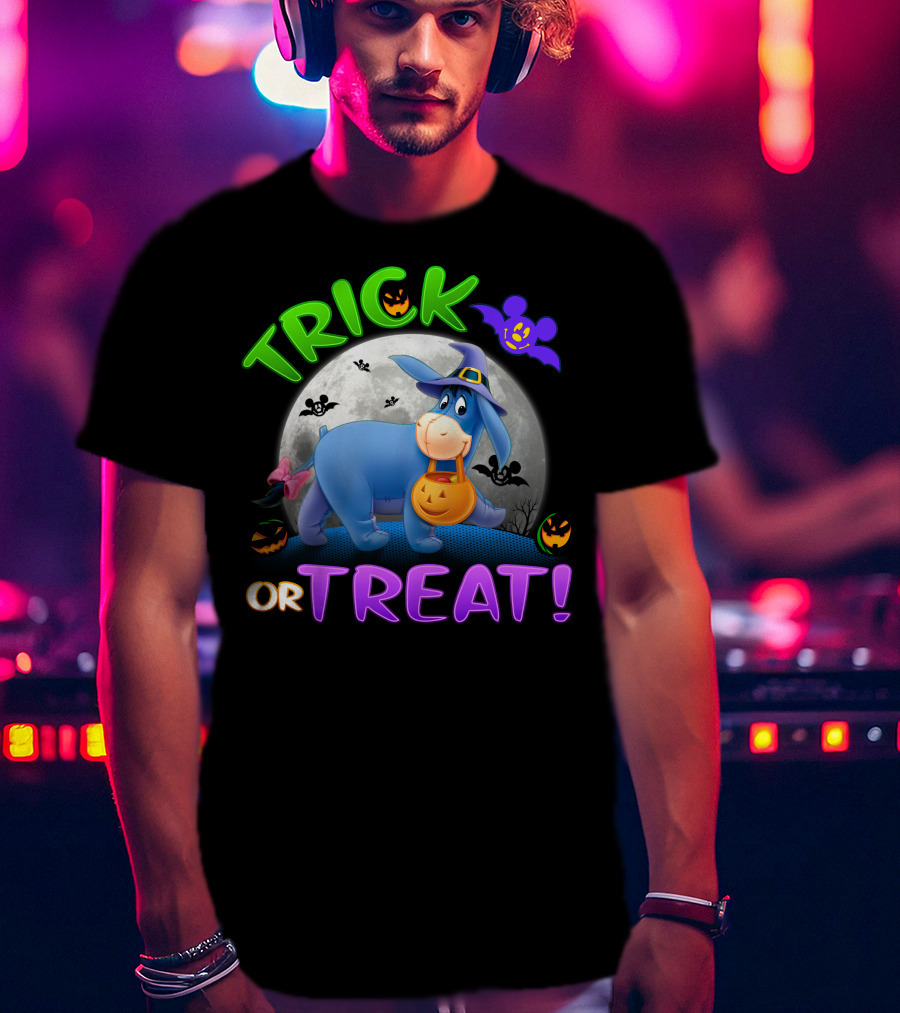 Trick Or Treat Eeyore Halloween Bat Moon Pumpkin T-Shirt