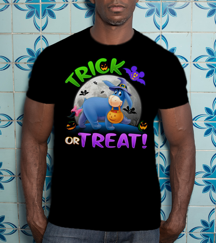 Trick Or Treat Eeyore Halloween Bat Moon Pumpkin T-Shirt