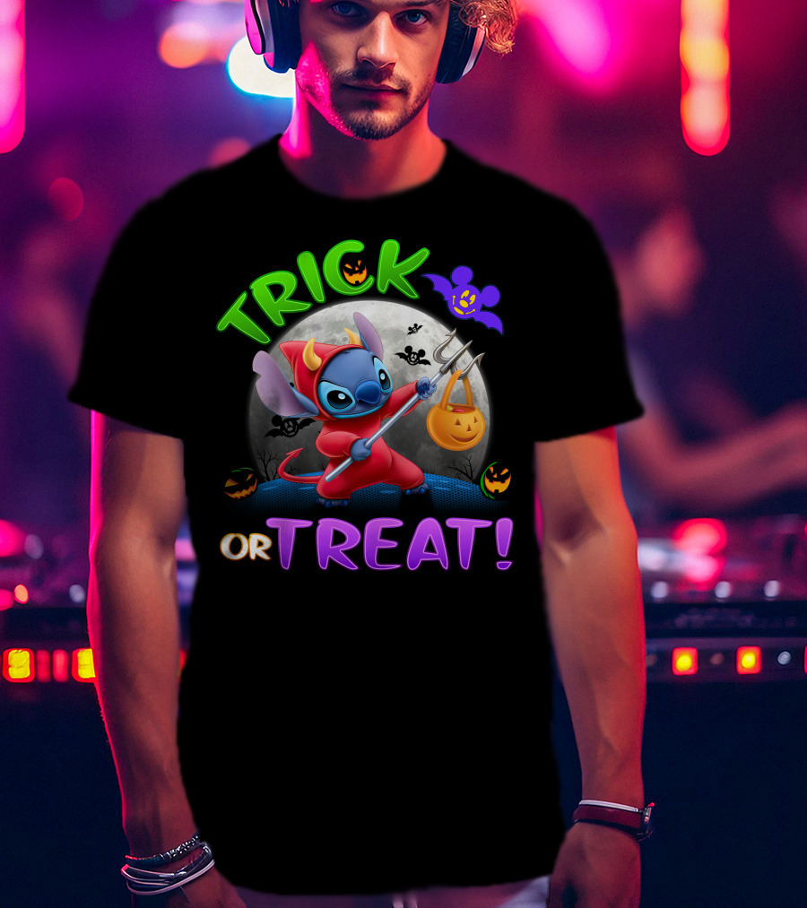 Trick Or Treat Stitch Halloween Bat Pumpkins Moon Costume T-Shirt