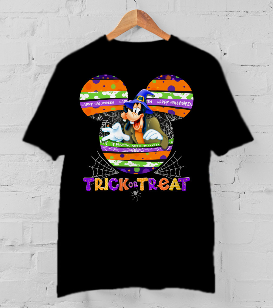 Happy Halloween Goofy Trick Or Treat Mickey Ears T-Shirt