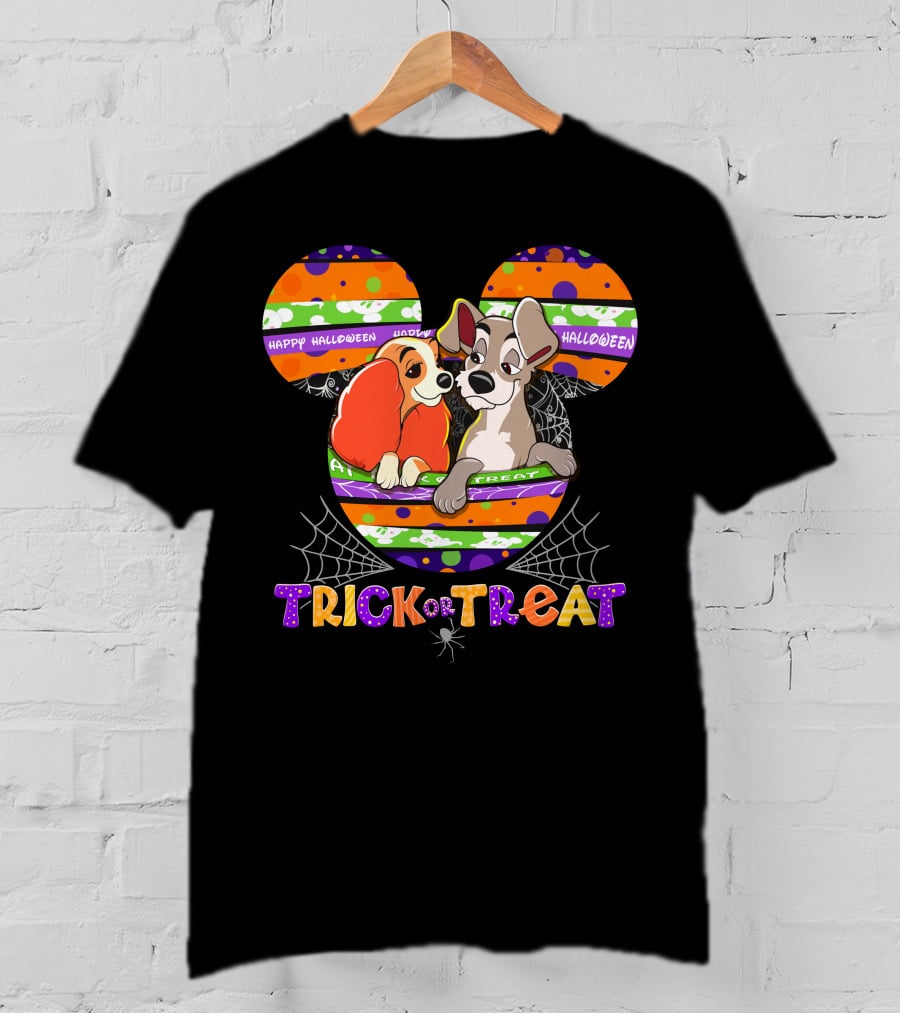 Lady And The Tramp Happy Halloween Trick Or Treat Mickey Ears T-Shirt
